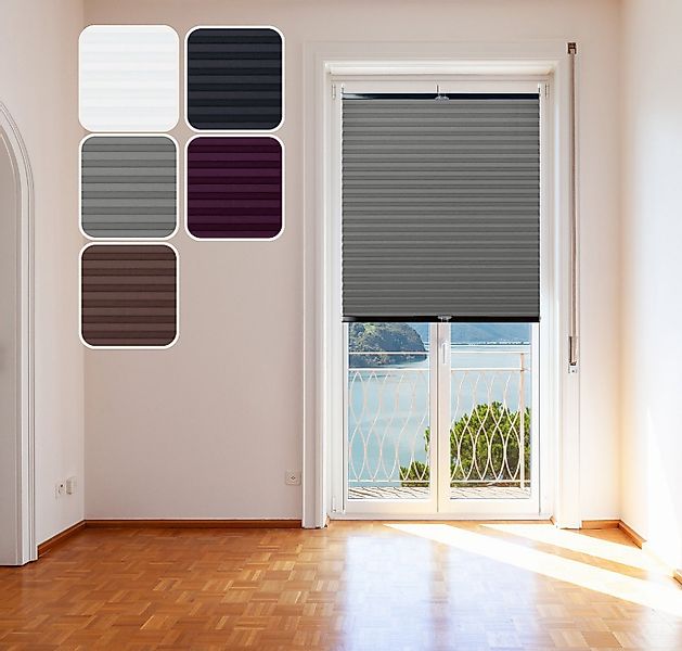 DomDeco Plissee Thermo Plissee Ohne Bohren Grau 50x220cm, ohne Bohren, Klem günstig online kaufen