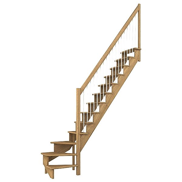 Dolle Raumspartreppe Lyon Eiche Metallgeländer 65 cm 1/4-gewendelt U/R FSC® günstig online kaufen