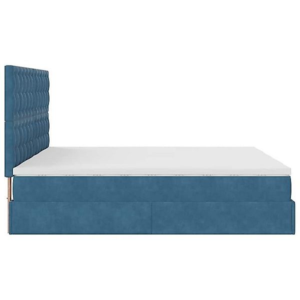 vidaXL Bett Ottoman-Bett mit Matratzen Dunkelblau 200x200 cm Samt günstig online kaufen