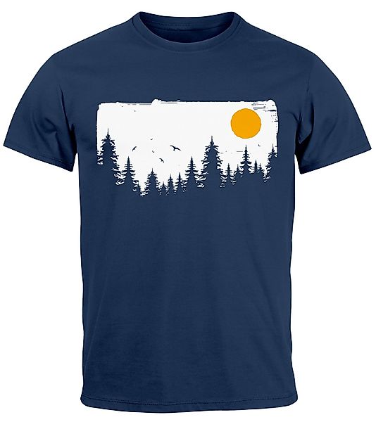 Neverless Print-Shirt Herren T-Shirt Wald Bäume Outdoor Adventure Abenteuer günstig online kaufen