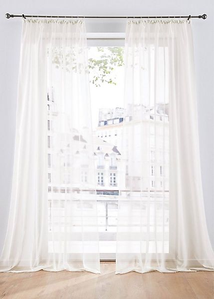 DecoHome24 Gardine Voile 2-teiliges Vorhänge Set (2 St), Kräuselband, halbt günstig online kaufen