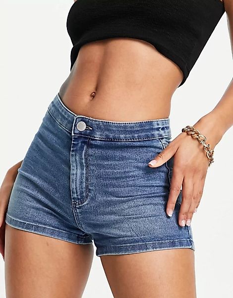 Miss Selfridge – Steffi – Jeans-Shorts in Blau günstig online kaufen