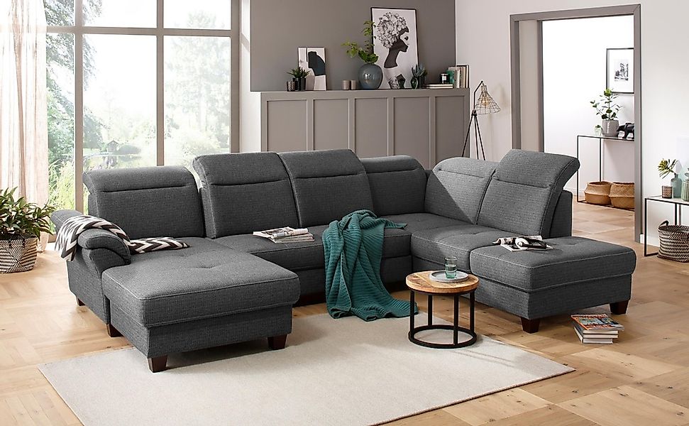 Home affaire Wohnlandschaft "Solvei U-Form" Sitztiefenverstellung und Feder günstig online kaufen