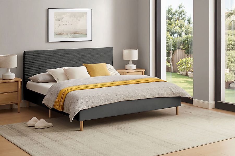 Home affaire Polsterbett "Armandine inkl. Lattenrost" Kopfteil mit Cordbezu günstig online kaufen