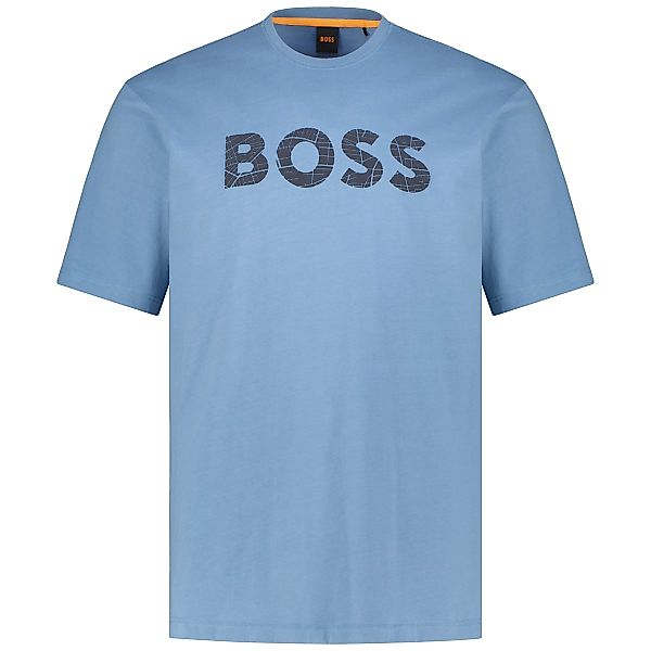 BOSS T-Shirt mit Label-Print Farbe graublau Größe: 3XL günstig online kaufen