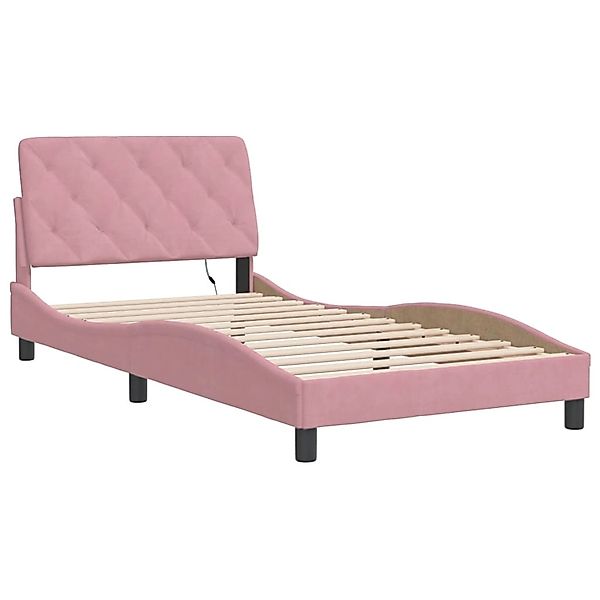 vidaXL Bettgestell mit LED ohne Matratze Rosa 100x200 cm Samt 3213842 günstig online kaufen