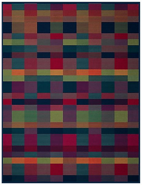 Wohndecke Color Squares blue, blau-bunt karierte günstig online kaufen
