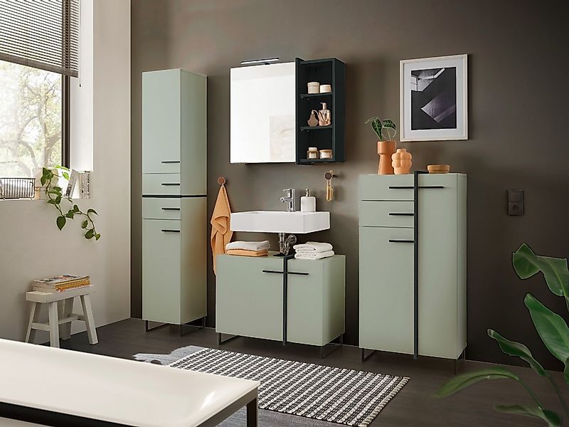 moebel-dich-auf Badmöbel-Set MESSINA, (Set 1, 4-St., Hochschrank, Spiegelsc günstig online kaufen
