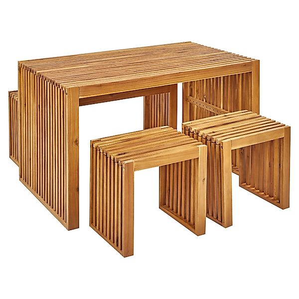 Beliani Gartentisch Set BELLANO Heller Holzfarbton günstig online kaufen