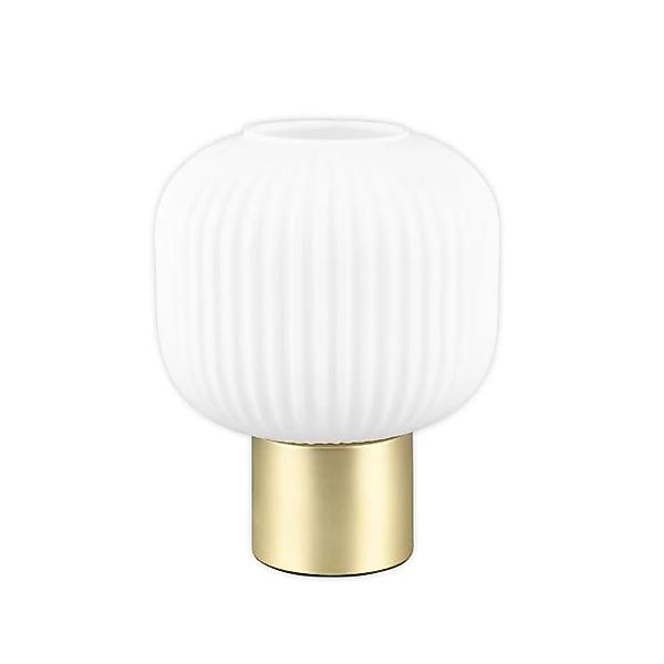 Tischleuchte 1xE27 Matt / Messing / Glas opal 1 Stück Glas / Metall Weiß, S günstig online kaufen