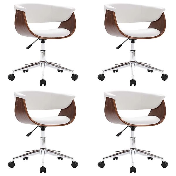 vidaXL Esszimmerstühle 4 Stk Drehbar Weiß Kunstleder 3054876 günstig online kaufen