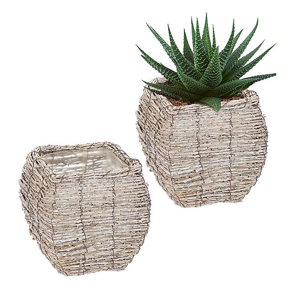 relaxdays Blumentopf Eckiger Blumentopf im 2er günstig online kaufen