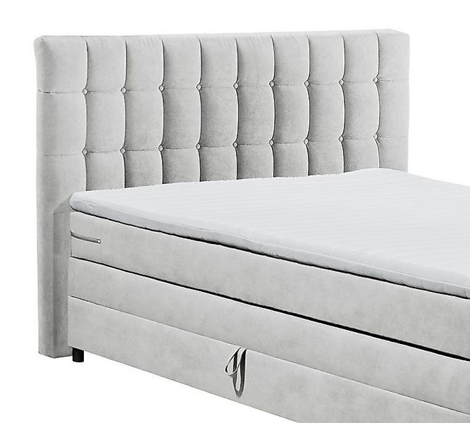 freiraum Boxspringbett Mendoza, 7-Zonen, Bettkästen, Topper, silber, 180x20 günstig online kaufen