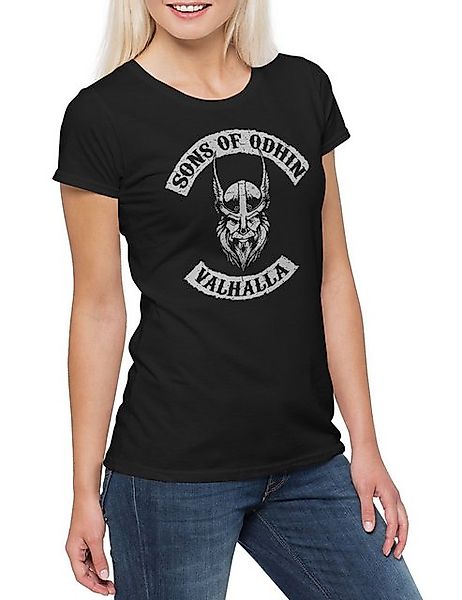 Urban Backwoods Print-Shirt Sons Of Odhin Damen T-Shirt Club MC Motorrad Bi günstig online kaufen