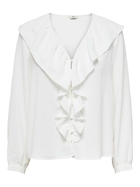 ONLY V-ausschnitt Rüschen Bluse Damen White günstig online kaufen