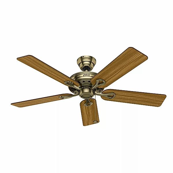 HUNTER FANS Deckenventilator Savoy 132 cm Messing Antik mit Zugkette günstig online kaufen