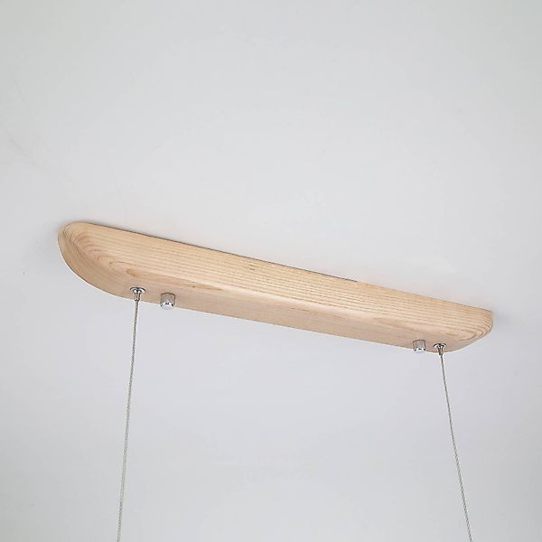 LED-Pendellampe Kenzie, Länge 120 cm, hellbraun, Holz CCT günstig online kaufen