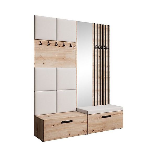 Beautysofa Garderobenschrank mit gepolsterten Paneelen und dekorativen Lame günstig online kaufen