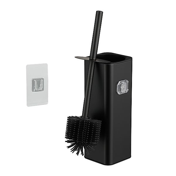 relaxdays WC-Garnitur Toilettenbürste zur Wandmontage, schwarz günstig online kaufen