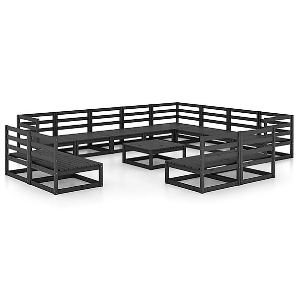 vidaXL 13-tlg Garten-Lounge-Set Schwarz Massivholz Kiefer Modell 2 günstig online kaufen