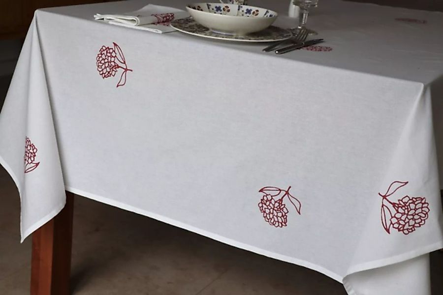 Tischdecke "Hortensie" Handbedruckt günstig online kaufen