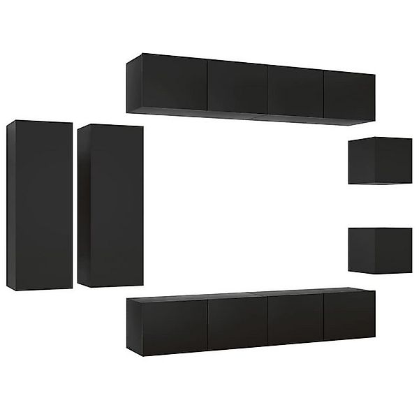 vidaXL TV-Schrank 8tlg Hängeschrank TV Schrank Set Schwarz Spanplatte günstig online kaufen