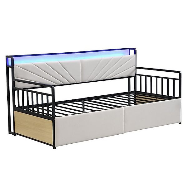 HAUSS SPOLE Schlafsofa 90x200cm mit LED-Beleuchtung, Ablagen, Schubladen, S günstig online kaufen