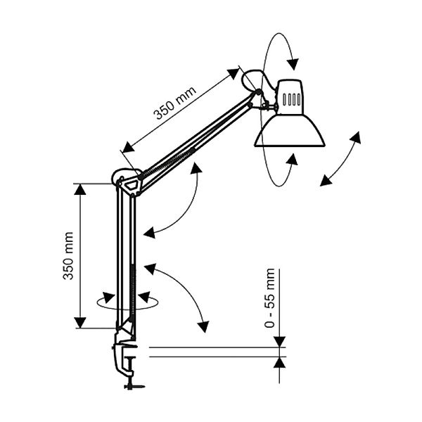 LED-Klemmleuchte MAULstudy, weiß, Stahl, Höhe 44 cm, E27 günstig online kaufen
