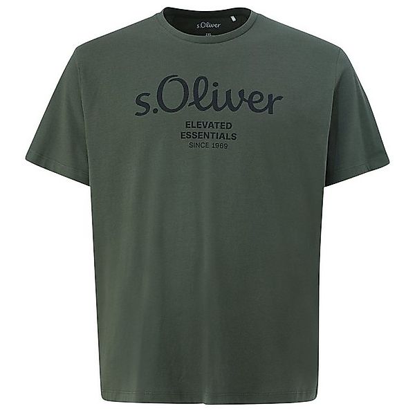 s.Oliver Rundhalsshirt Große Größen Herren T-Shirt oliv Logo-Frontprint s.O günstig online kaufen