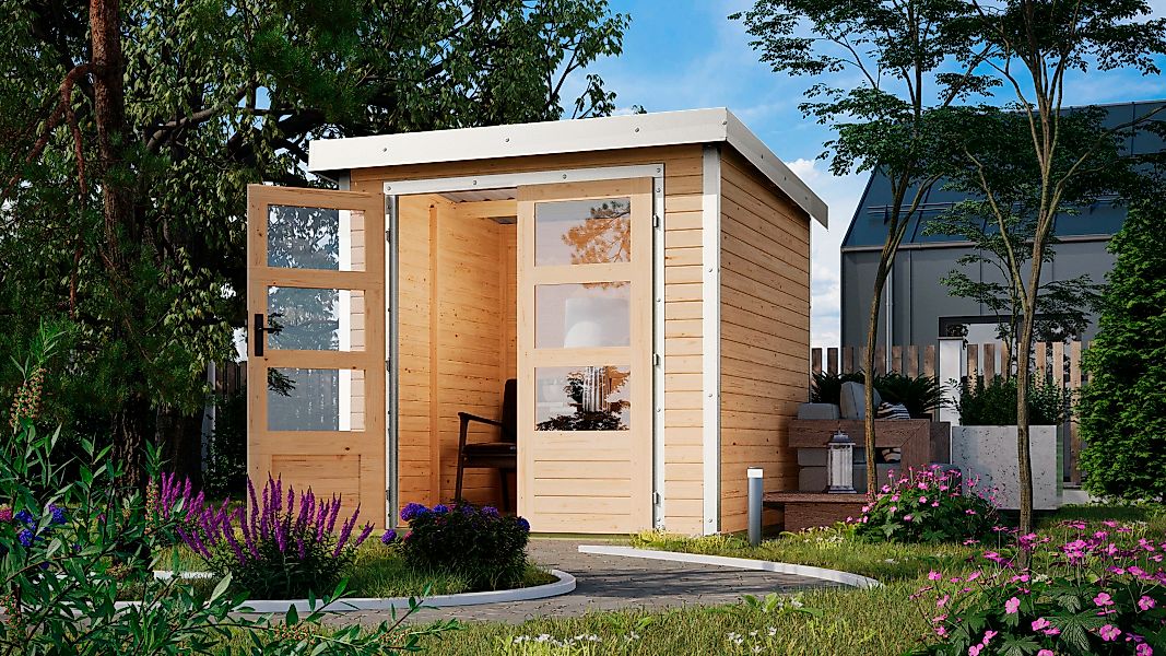 Karibu Gartenhaus ""Jupiter A"", naturbelassen/weiß günstig online kaufen