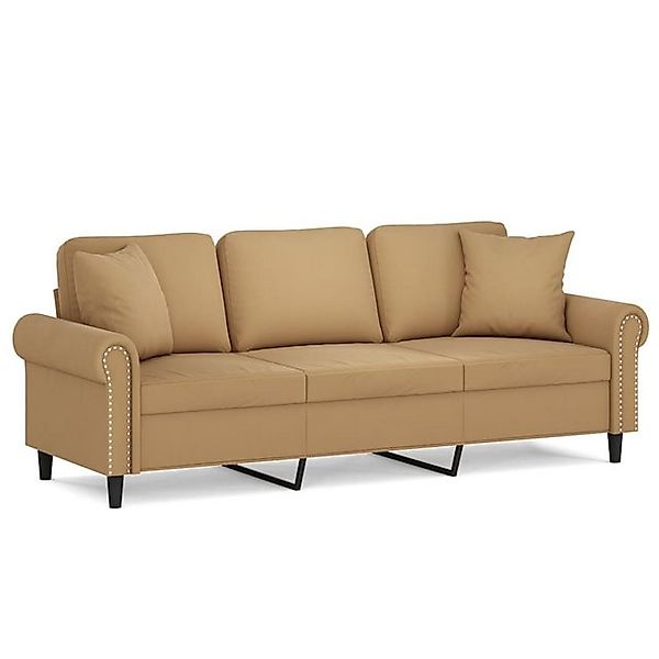 vidaXL Sofa 3-Sitzer-Sofa mit Zierkissen Braun 180 cm Samt günstig online kaufen