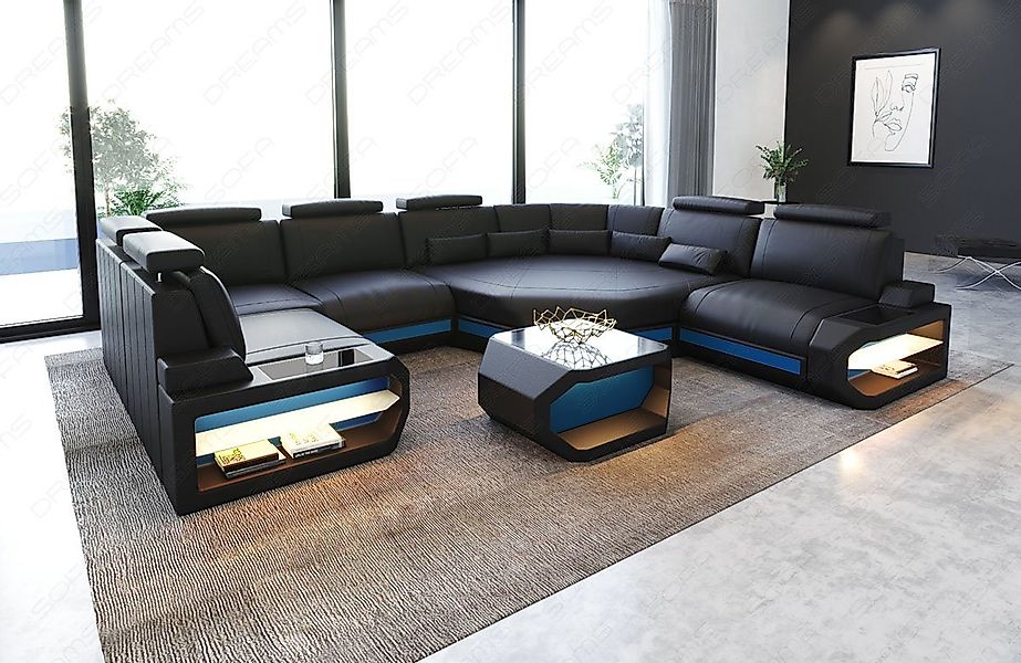 Sofa Dreams Wohnlandschaft Sofa Leder Asti U Mini, Couch, kleines U Form Le günstig online kaufen