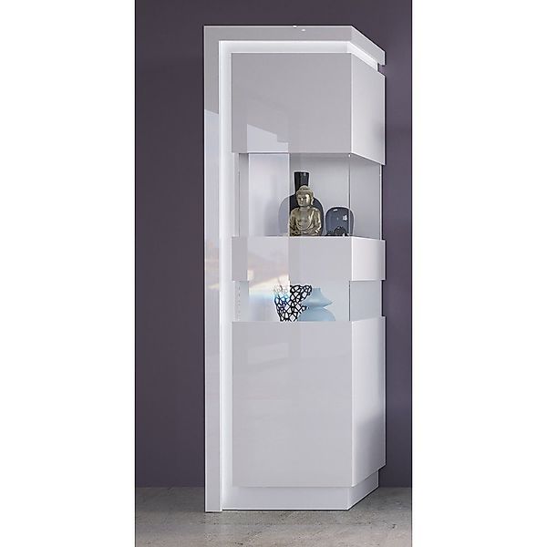 Lomadox Vitrine LYNDHURST-129 weiß Hochglanz, Türanschlag günstig online kaufen