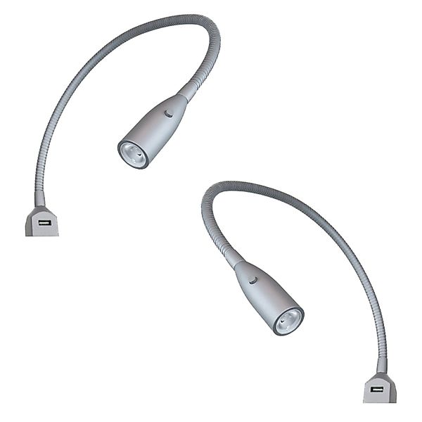 kalb Flexible LED Bettleuchte Silbergrau Warmweiß Leseleuchte Mit Integrier günstig online kaufen