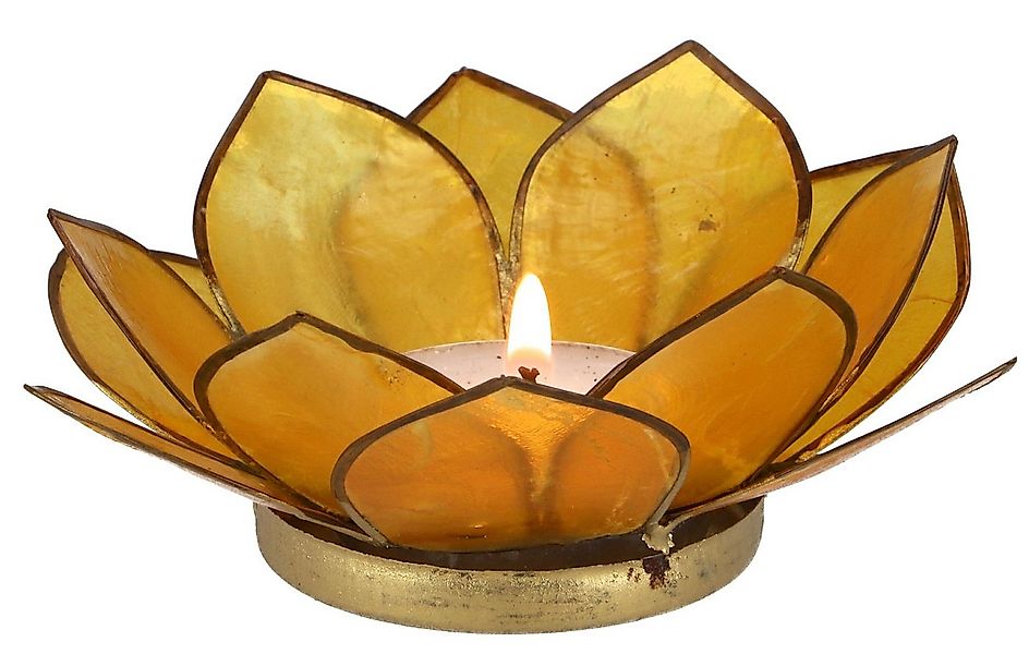 Guru-Shop Windlicht Lotus Teelicht Muschel 11*4 cm - goldgelb günstig online kaufen