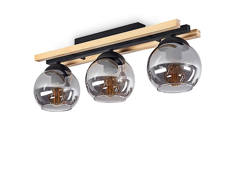 hofstein Deckenleuchte »Limite« Deckenlampe aus Metall/Holz/Glas in Schwarz günstig online kaufen