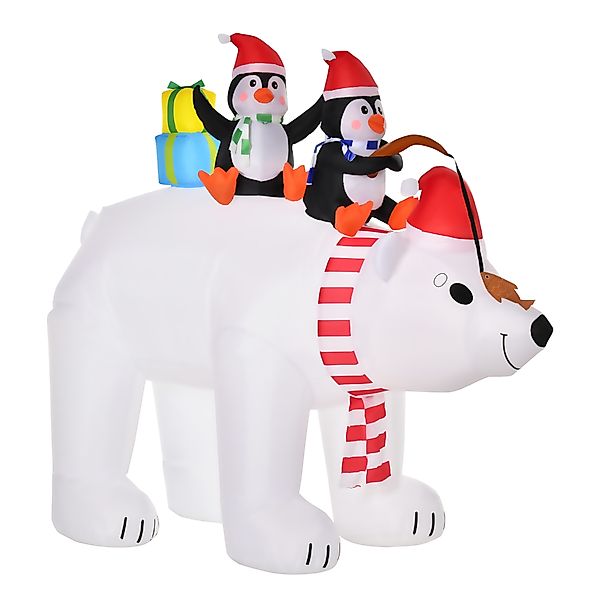 HOMCOM Aufblasbare Weihnachtsdeko Pinguine auf Eisbär 2,1 m mit Lichtern, a günstig online kaufen