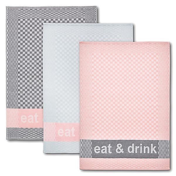 Dyckhoff Geschirrtuchset Eat & Drink Rosa 50 x 70 cm günstig online kaufen