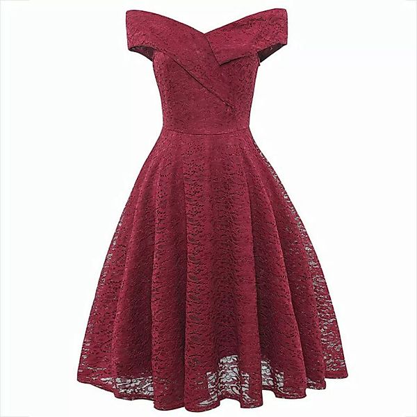 KIKI Spitzenkleid Elegantes, schulterfreies A-Linien-Kleid aus Spitze günstig online kaufen