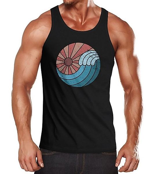 Neverless Tanktop Herren Tank-Top Welle Wave Sonne Sommer Retro Vintage Pri günstig online kaufen
