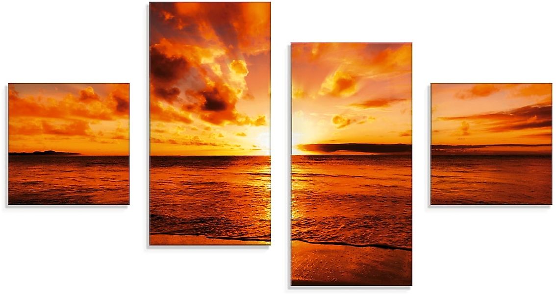 Artland Glasbild "Schöner Sonnenuntergang Strand", Gewässer, (4 St.), in ve günstig online kaufen