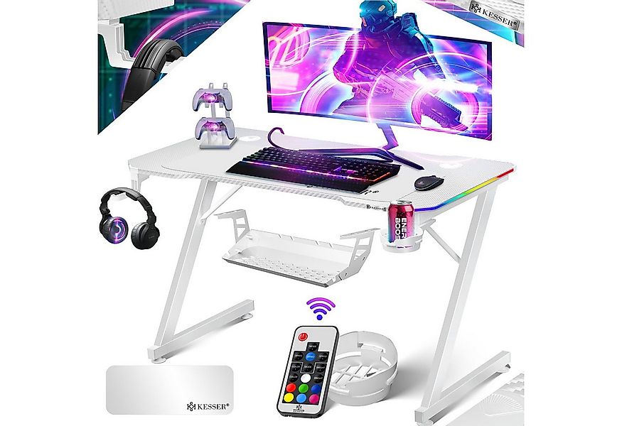 KESSER Gamingtisch, Gaming Schreibtisch mit Getränkehalter Ergonomischer Ga günstig online kaufen