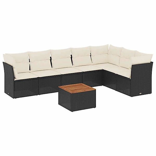 vidaXL 8-Tlg Garten-Sofagarnitur mit Kissen Schwarz Poly Rattan 3256007 günstig online kaufen