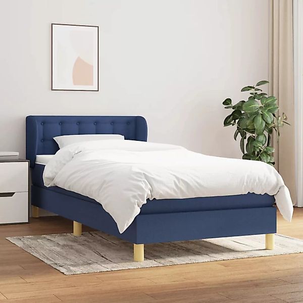 Vidaxl Boxspringbett Mit Matratze Blau 80x200 Cm Stoff günstig online kaufen