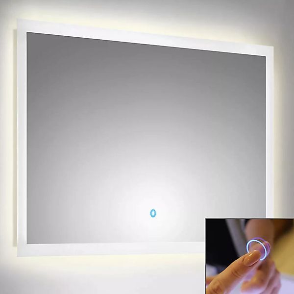 LED Spiegel 100cm mit Touch Bedienung B x H x T ca. : 100 x 60 x 3,2 cm günstig online kaufen