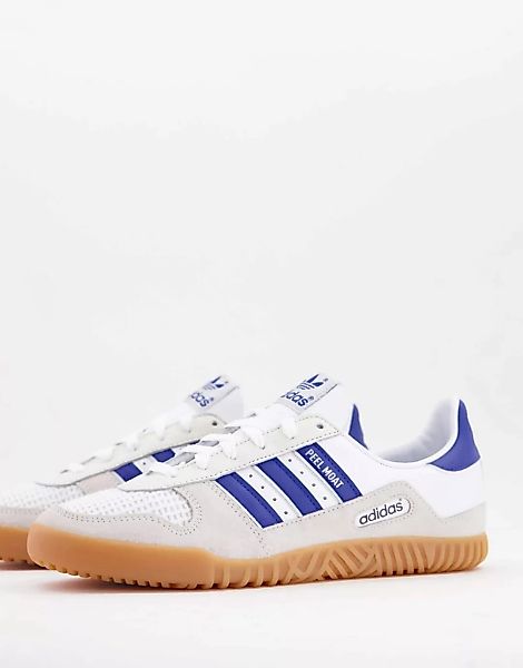adidas Originals – Indoor Comp – Sneaker in Weiß und Blau mit Gummisohle günstig online kaufen
