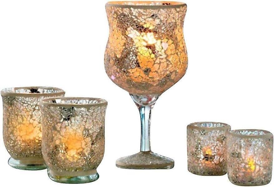 Luna24 simply great ideas... Kerzenständer Splitter Mosaik Gläser 5tlg. sil günstig online kaufen