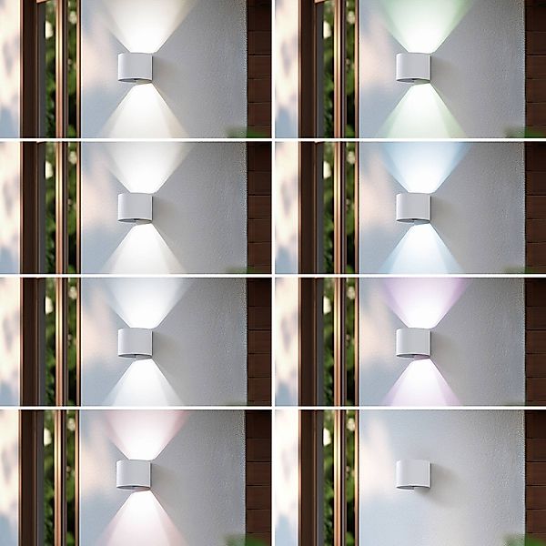 Lindby Smart LED-Außenwandlampe Dara weiß rund CCT RGB Tuya günstig online kaufen