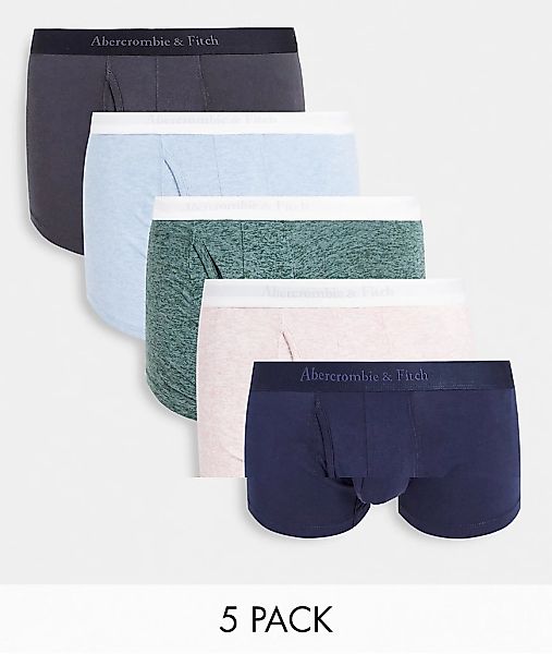 Abercrombie & Fitch – 5er-Pack Unterhosen in Rosa/Blau/Grün meliert und Gra günstig online kaufen
