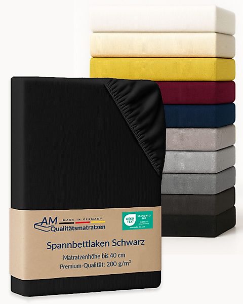 AM Qualitätsmatratzen Spannbettlaken Baumwolle in schwarz, günstig online kaufen